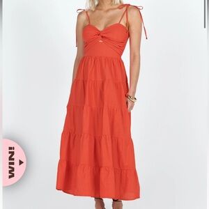 Princess Polly Chavez Tie Strap Tiered
Maxi Dress